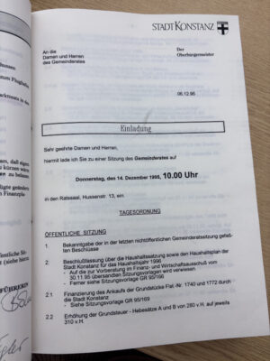 1990er jahre sitzungsunterlagen innen © Stadt Konstanz