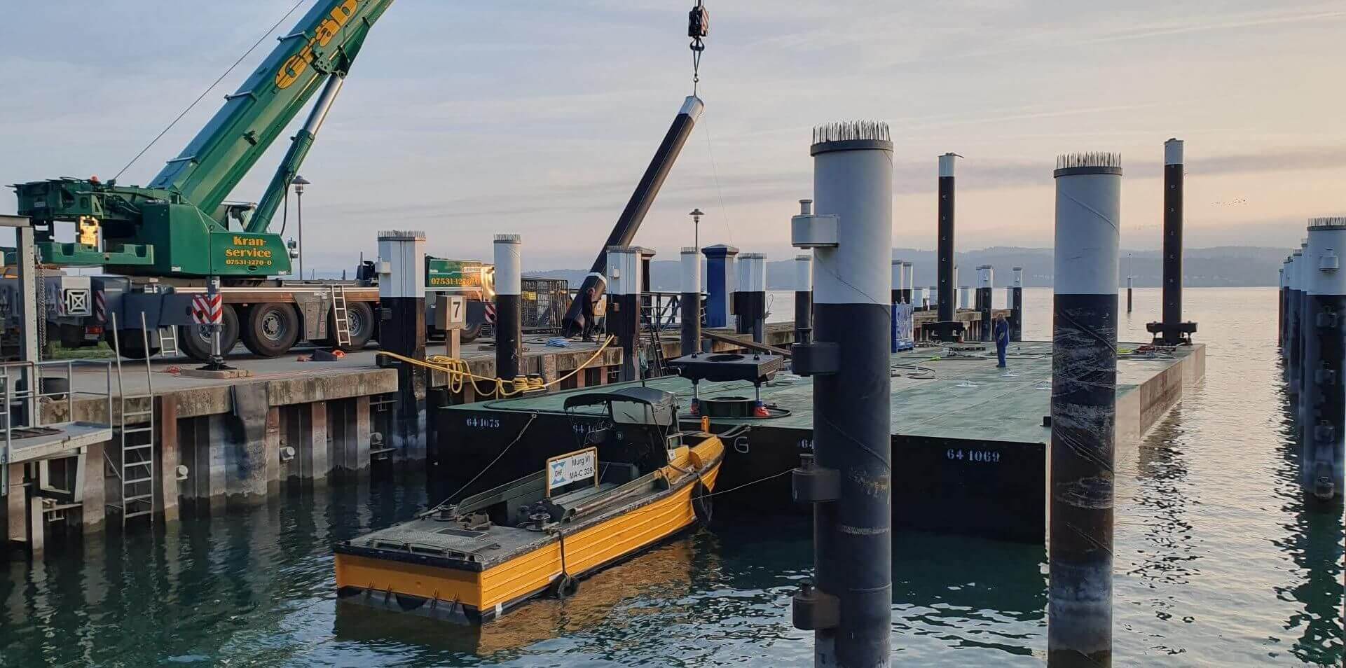 Außenmole am Fährhafen in Meersburg wird erneuert