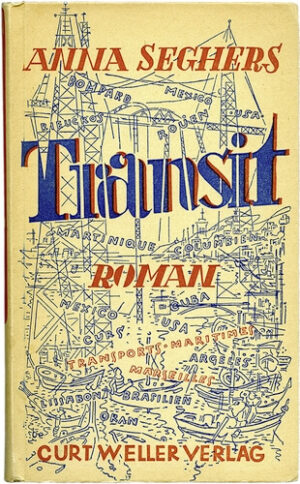 Erstausgabe von Anna Seghers Exilroman Transit (1948), den Einband gestaltete Curth Georg Becker