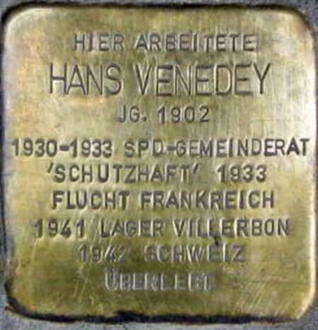Stolperstein für Hans Venedey © Stolpersteine Konstanz