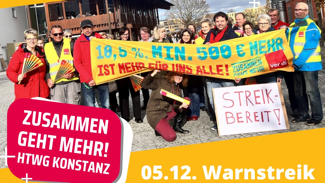 Aufruf zum Warnstreik am 05.12.2023 an der HTWG Konstanz © GEW
