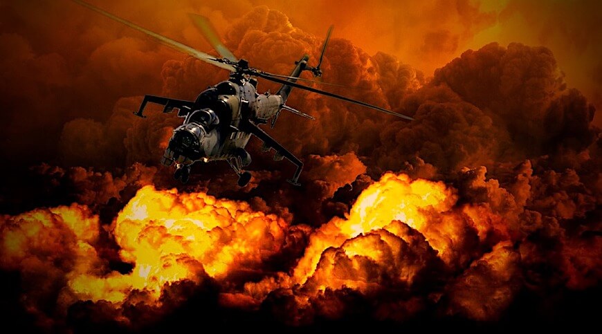 Kampfhubschrauber im Gefecht. Symbolbild: pixabay