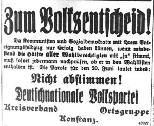 Anzeige deutschnakltionale volkspartei konstanzer zeitung