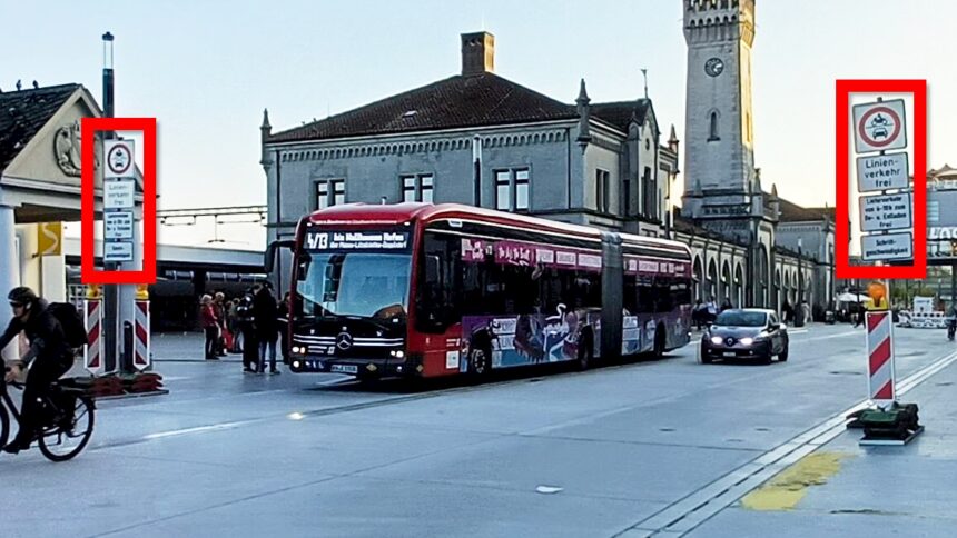 Bus, bahnhof, neuer bahnhofplatz, verkehrsschilder markiert 2025 10 16 02 beschnitten © harald borges