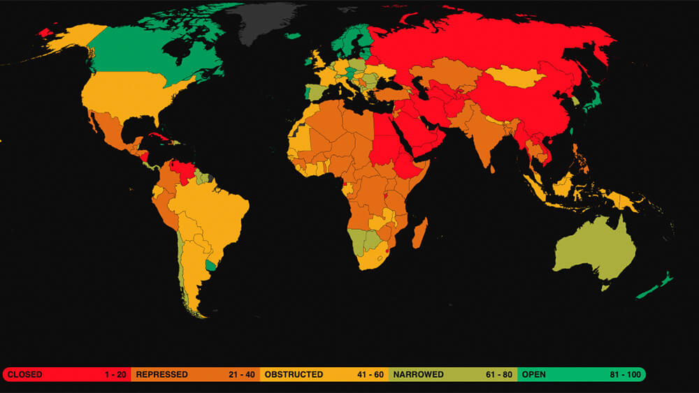 Karte civicus monitor