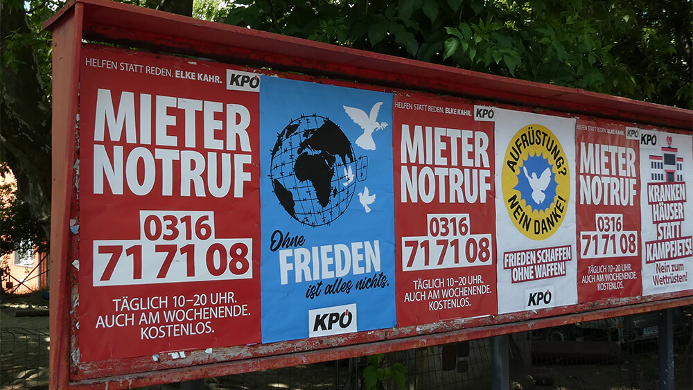 Mieternotruf graz kpö plakate 2025 pit wuhrer
