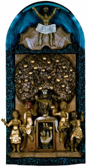 Peter diederichs (1923 1982), baum der hesperiden; 1979, holz, polyester u.a. materialien; 118 x 58 x 10 cm © privatbesitz