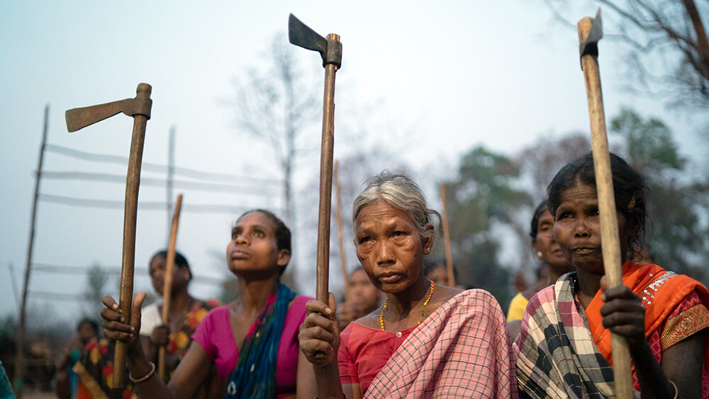 Protest indischer indigener gegen landraub und vertreibung © wikimedia commons