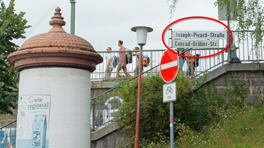 Straßenumbenennung gröber in picard 2025 08 17 03 mit markierung © harald borges