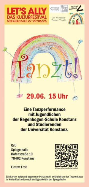 Tanzt, tanzprojekt 2025 flyer tanzt! 29.06.25 spiegelhalle konstanz © zur verfügung gestellt von judith willkomm